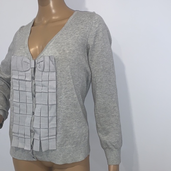 Ted BAKER LONDON Women Marle Grey Yalong Gros Grain Bow Cardigan size 4/US 10 - Picture 8 of 15